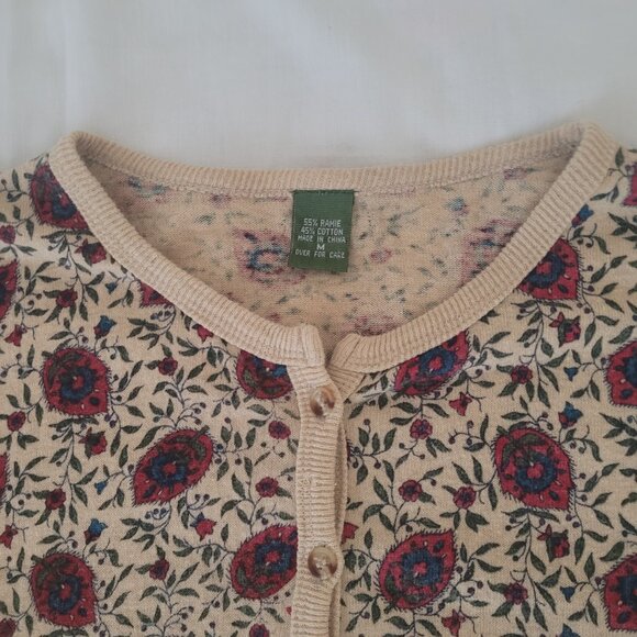 Vintage Blue Red Flowers Cardigan Sweater Outback Red The Limited Size M 1980's - Picture 11 of 15